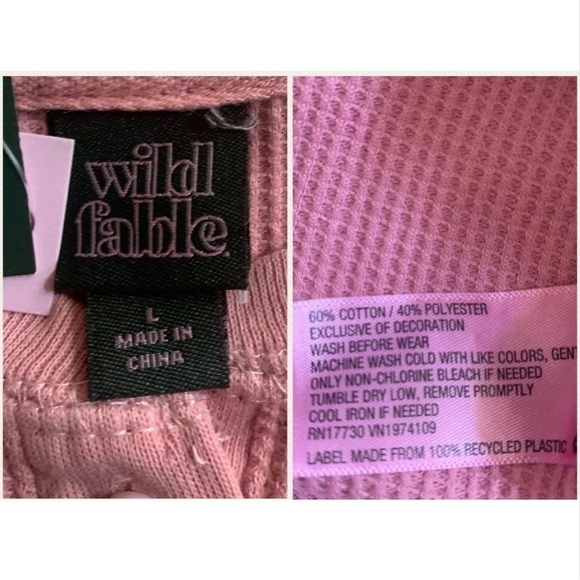 New 2-pc Bundle WILD FABLE Tops Pink Lavender Shirts Waffle Ribbed Women’s L NWT - Picture 16 of 16
